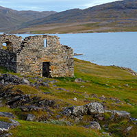 44. Grass-dominated vegetation in relation to the ruins of Hvalseys church from a Norse settlement in South Greenland (photo-copyright: Michael Møller Hansen)